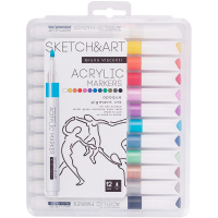 Набор маркеров "Sketch&Art" акриловые 12шт, пулевидный наконечник, толщина линии 1-3мм 22-0126
