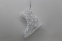 Ёлочное украшение "Коньки" 10х10см, акрил, прозрачное с блестками Y9859-24