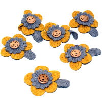 Цветок декоративный Ромашка 3,5х5см серо-желтый 6шт/уп. Y9508-19