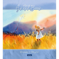 Скетчбук А5 16,5х20см 80л 100г/м2 "Красота мгновения" на закрытом гребне, твердая обложка 077654