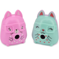 Точилка 1 отв. "FunSharp. Розовый котик" с контейнером, пластик, 2 цвета 35-0034