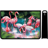 Папка д/труда А4 "Фламинго на озере" 325х230х100мм на молнии сверху, пластик ПТР-22