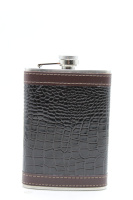 Фляга 270мл 13х9,5см металл/искусственная кожа коричневый крокодил Y10328-24