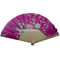 Веер 23см розовый, ткань/дерево Y10618-24