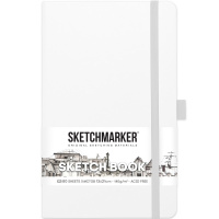 Скетчбук 13х21см 80л 140г/м2 белый, на резинке, твердая обложка "Sketchmarker" 2314103SM