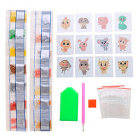 Алмазная мозаика 6,5х8см "Зверята" 12шт. на стикере частичная выкладка M-11875