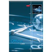 Блокнот А4 60л "Office Line. Синий" клетка УФ-лак жесткая подложка на спирали 055443