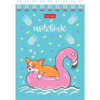 Блокнот А7 40л "Забавные корги" клетка, на спирали, 6 дизайнов 40Б7В1гр