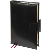 Ежедневник полудатированный А5+ "Windsor" 416стр., черный, золотой срез, натурал.кожа, на кнопке
