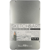 Набор карандашей чернографитных 12шт "Sketch&Art" B-14B металл 21-0066