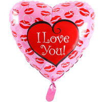 Шар возд. Сердце Люблю тебя Губы 18"/45см шар фольга 201675