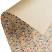 Бумага упаковочная 70см х 1м "С Днем рождения!" односторонняя крафт WPK-05/05