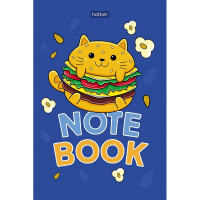 Блокнот А6 40л "Premium.Cats-Fast food" клетка гляневая ламинация, склейка, 3 дизайна 077046