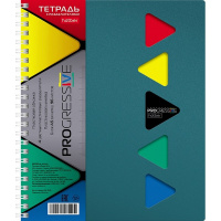 Тетрадь А5 96л клетка "Progressive Metallic Бирюза" на спирали пласт.обложка с разделителями 050351