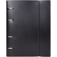 Тетрадь на кольцах А5 120л клетка "DIAMOND черная" пластиковая обложка на резинке 065584