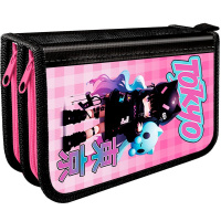 Пенал "Girl in black" 19x12х5см, прямоугольный, двухстворчатый, с откидной планкой ПО-05