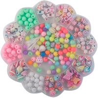 Набор бусин для творчества №8 15.5х15.5см размер ассорти, в пластиковом футляре M-20049