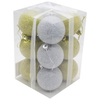 Набор шаров 60мм 12шт серебристо-золотой M-400108K