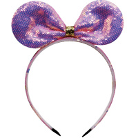 Ободок Бант 20см с пайетками, пластик/текстиль, 2 цвета Y10633-24