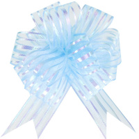 Бант - шар 5см диаметр 13см Полосы матовый голубой Y7014-18