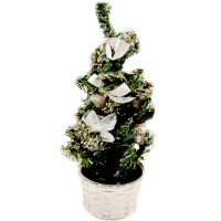 Ель 20см с украшениями, шампань C-30203