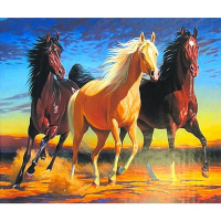 Алмазная мозаика 40х50см "Тройка лошадей" полная выкладка GA73588