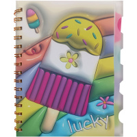 Бизнес-блокнот А5 96л "Мороженое" линия, на спирали, с разделителями, пластиковая обложка XJ3608