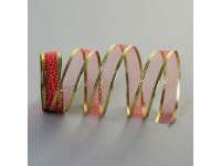 Лента упаковочная органза 6,5см х 2,8м бело-красная 750180