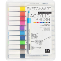 Набор маркеров-кистей акриловых "Sketch&Art" 12шт, толщина линии 1-4мм 22-0155