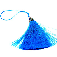 Кисточка для закладки 9см с металлом, голубая Y7441-18