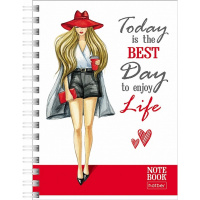 Записная книжка А6 80л "Жизнь прекрасна!" клетка, на спирали, двойная твердая обложка, 3 дизайна