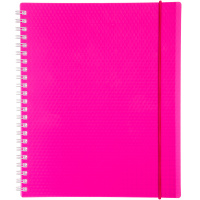 Тетрадь А5 80л клетка "DIAMOND NEON Розовая" на спирали, пластиковая обложка, на резинке 054429