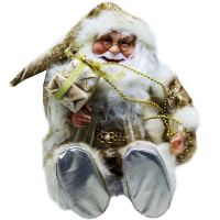 Дед Мороз 40см в золотой шубе, сидячий, музыкальный Y10130-24