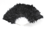 Веер с перьями 23см черный, пластик Y10616-24