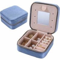 Шкатулка 10х10х5см текстиль, голубая Y10605-24