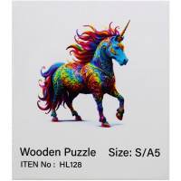 Пазл 14х12,5см дерево S "Разноцветный единорог" HL128/11337-24