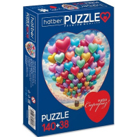 Пазлы 140+38 эл. "Premium. Два сердца. На воздушном шаре" А4 4 картинки в 1 коробке 094596