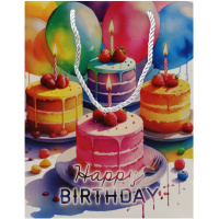 Пакет подарочный "С Днем Рождения" 32х26х10см 4 вида Y10558-24