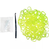 Резиночки для плетения 9х14см 200шт с крючком и зажимами желтые TZ2371