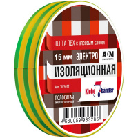 Клейкая лента изоляционная 15мм х 20м желто-зеленая пвх 200/5 TIK507T