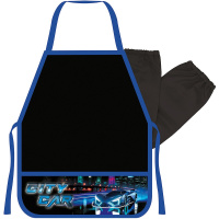 Накидка для труда "City car" 49х39см с нарукавниками, черный/синий ННФ-2