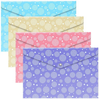Папка-конверт на кнопке "Pastel Dots" А4 пластик, полупрозрачная 53292