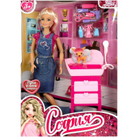 Кукла "София грумер" 29см с собакой и аксессуарами, подвижная 66001J-GPET-S-BB