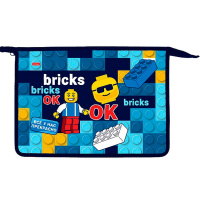 Папка д/труда А4 "Bricks" 340х245х75мм на молнии сверху, 2 отделения с вкладышем, пластик AMt_07073