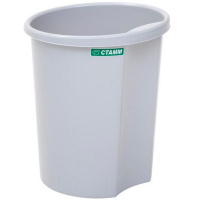 Корзина д/бумаг 12л круглая цельная, пластик, серая КР12