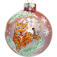 Шар 85мм "Тигр с курантами" в подарочной упаковке КУ-85-212007