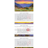 Календарь квартальный 2026 "Краски природы" 297х758мм настенный трехблочный, с бегунком 091653