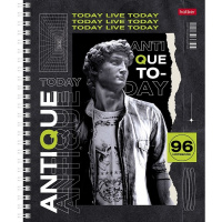 Тетрадь А5 96л клетка "Современная античность" на спирали матовая ламинация 2 дизайна 080309