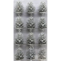 Набор ёлочных украшений 12шт "Шишки" 3,5х5см серебро Y9927-24