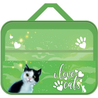 Папка д/труда А4 "Зеленоглазый" 335*260*60 с ручками, ткань ПТР-111